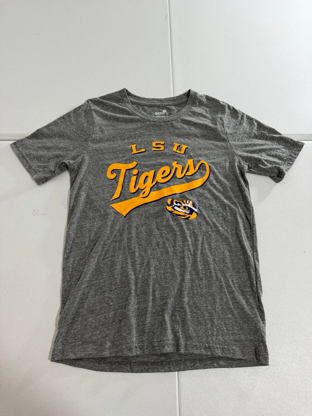 Gen2 LSU Tigers Youth Large 14/16 T-Shirt Gray Kids Tiger Eye Logo NCAA